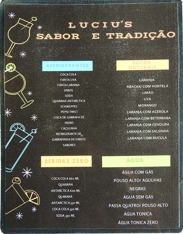Luciu's Restaurante - bebidas - Portal São Lourenço